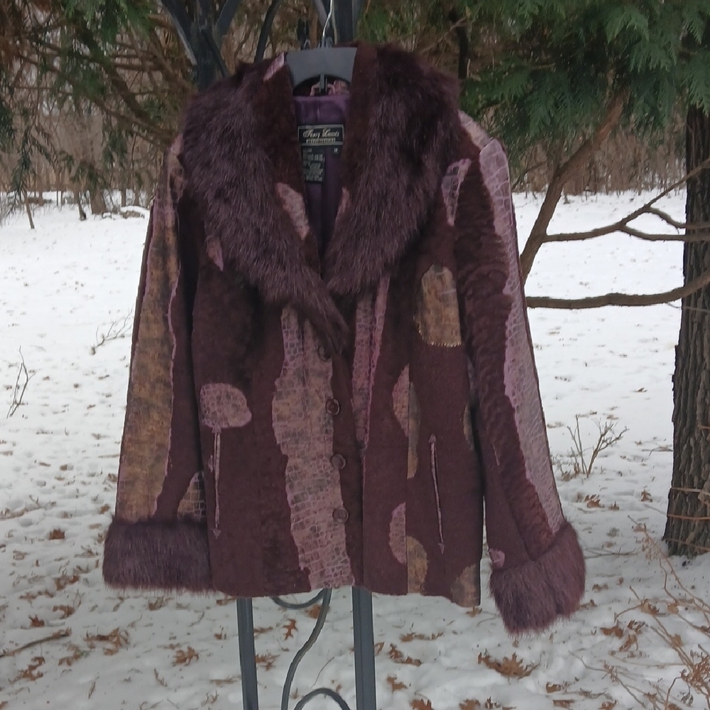 Terry Lewis Genuine Lamb Jacket  Rich Eggplant Color Sz 1X EUC